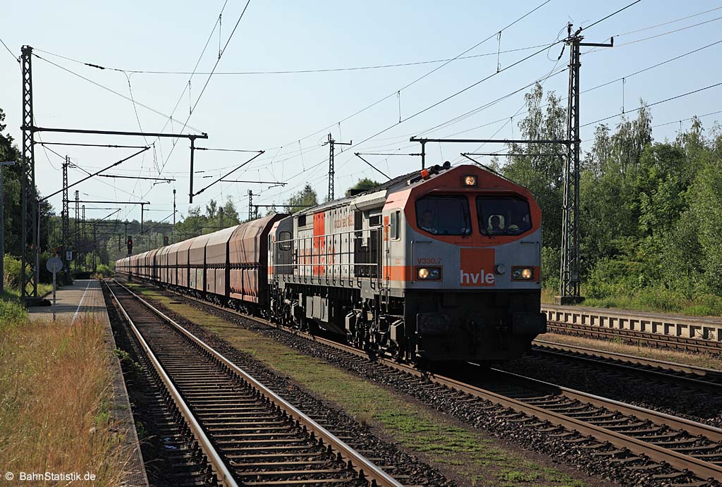 V330.7 (250 005) der HVLE am 23.06.20 mit dem Kalizug DGS 69391 (Beddingen – Blankenburg/Harz Nord) durch Marienborn